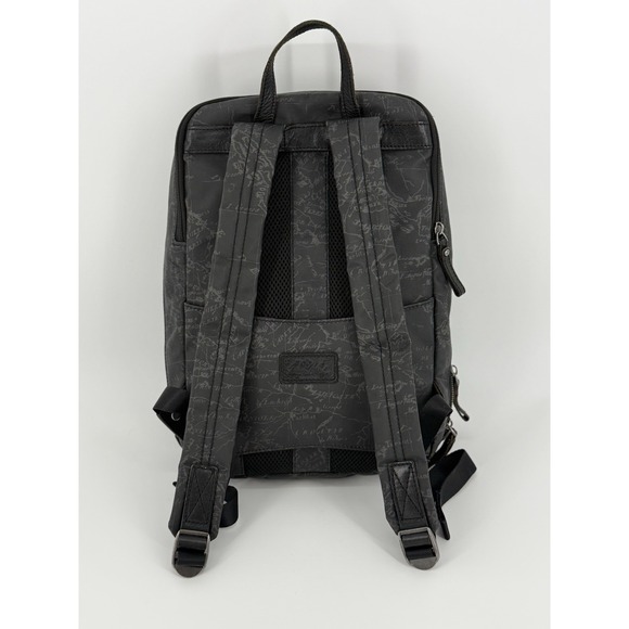Patricia Nash Backpack Black World Map Atlas Bag Coated Canvas Leather Genoa Vtg main image 4